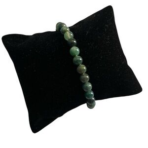 Natural Green Moss Agate Beaded Stretch Bracelet 6mm